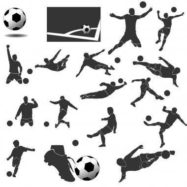 Futbol için tasarım öğeleri kümesi. Modern düz vektör simgeler.