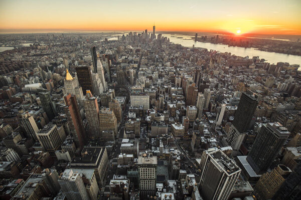 USA, cityscape of New York City at twilight