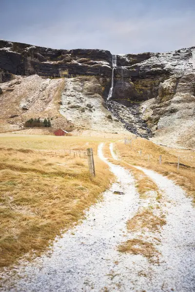 Islandia Paisaje Con Seljalandsfoss Cascada Vista — Foto de Stock