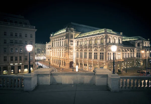 Blick Auf Alte Straße Mit Gebäuden Bei Nacht Wien Österreich — Stockfoto