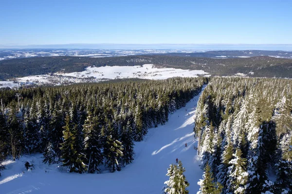 Alemania Baviera Fichtelgebirge Pista Esquí Bosque Abeto —  Fotos de Stock