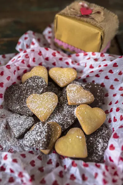 Hemmagjord Hjärtformade Cookies Papper — Stockfoto