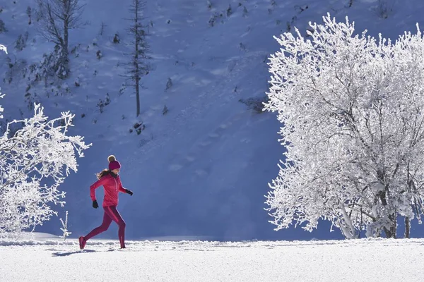 Ausztriában Tirolban Riss Völgy Téli Jogging — Stock Fotó