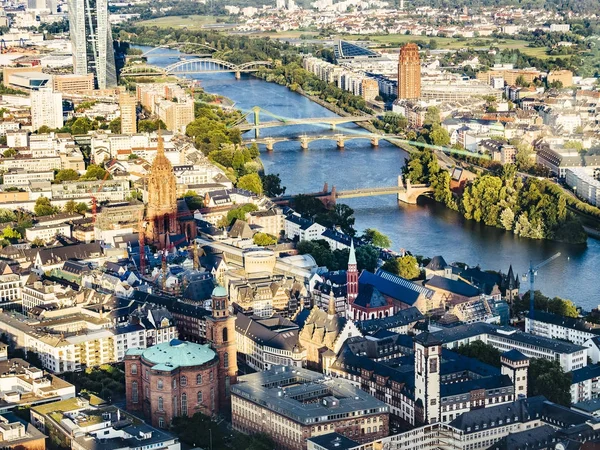 Aerial View Frankfurt Main Cityscape Bridges River Germany Europe — Stock Photo, Image