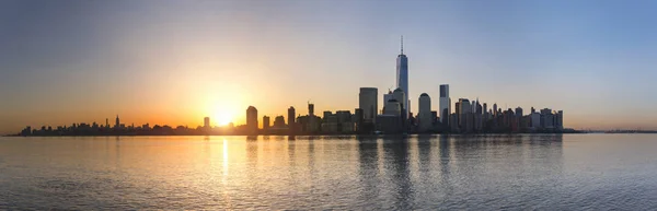 Usa New York City Manhattan Panorama Financial District Sunrise — Stock Photo, Image