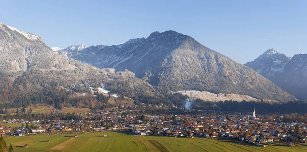 Allemagne Vue Sur Oberstdorf Avec Les Alpes Allgaeu Arrière Plan — Photo