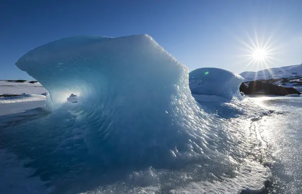 Buz Blokları Gündüz Görünümü Üzerinde Bir Buzul Zlanda — Stok fotoğraf
