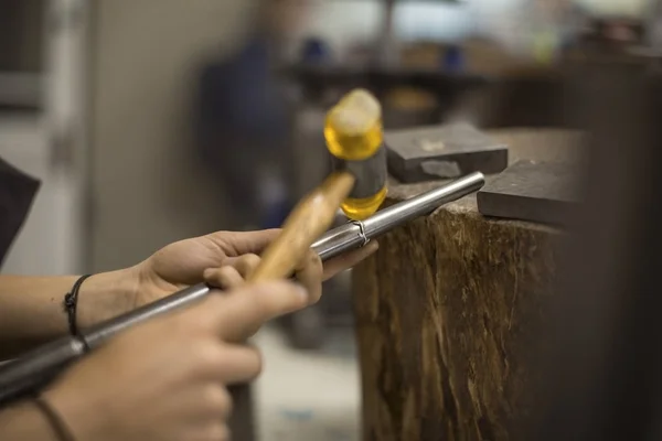 Closeup View Goldsmith Working Blow Torch — Stock Photo, Image