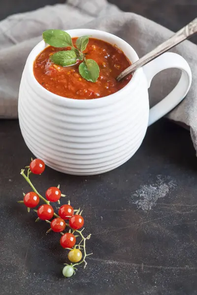 Tomato Soup Tomatoes Table — Stock Photo, Image