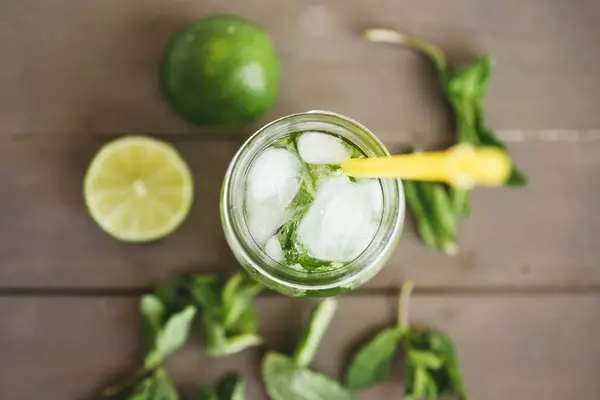 Vue Dessus Mojito Frais Sur Table — Photo