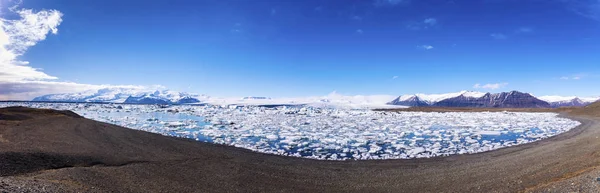Vatnajoekull Nemzeti Park Izland Panoráma Lövés Jokulsarlon Ice Lagúna Jéghegyek — Stock Fotó