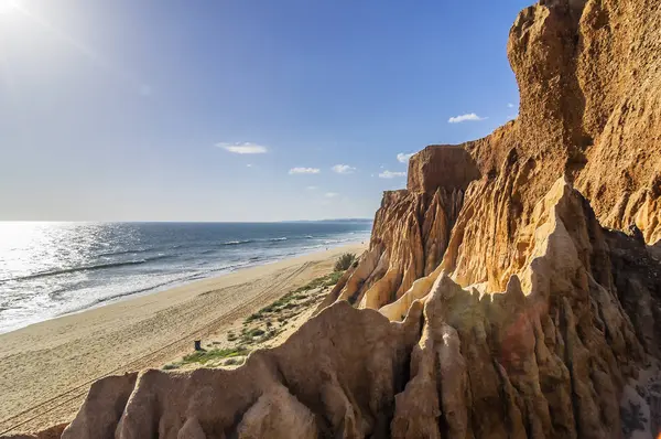 Πορτογαλία Algarve Vilamoura Θαλασσογραφία Γκρεμό Ακτή Και Αμμώδη Παραλία Της — Φωτογραφία Αρχείου