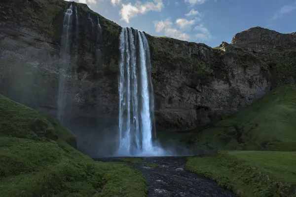 Zlanda Akan Seljalandsfoss Waterfalll — Stok fotoğraf