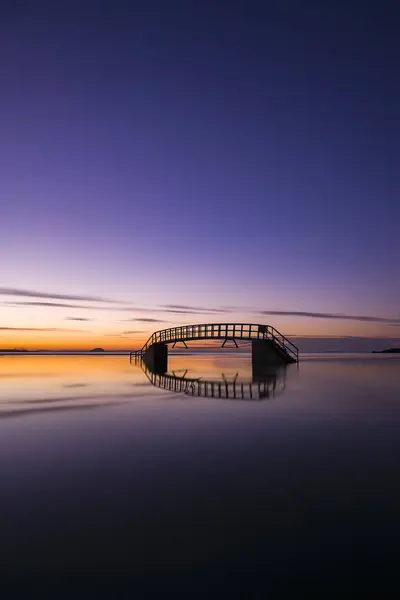 Schottland East Lothian Dunbar Überflutete Belhavenbrücke Bei Sonnenuntergang — Stockfoto