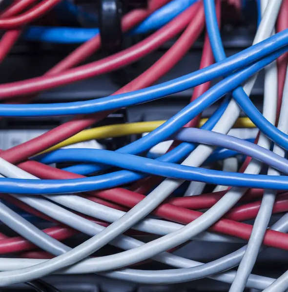 Close View Colored Server Cables — Stock Photo, Image