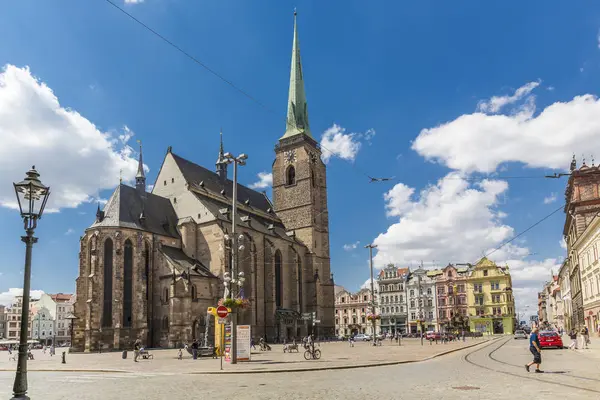 Czech Republic Plzen Region Pilsen Main Square Gothic Bartholomew Cathedral — Stock Photo, Image