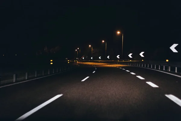 Italy Udine Driving Night Highway — Stock Photo, Image
