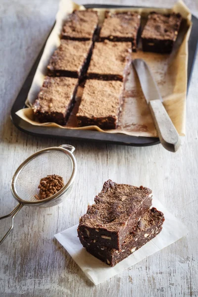 Brownies Crudi Con Cacao Datteri — Foto Stock