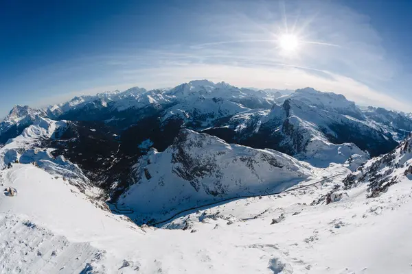 Alpes Italianos Inverno Com Neve Nas Rochas Durante Dia — Fotografia de Stock