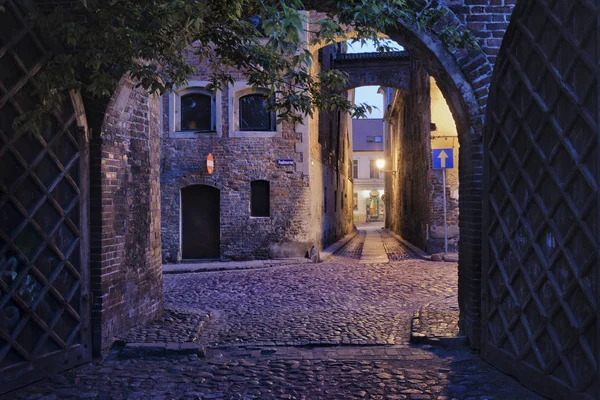 Polonia Torun Callejones Casco Antiguo Medieval Por Noche — Foto de Stock