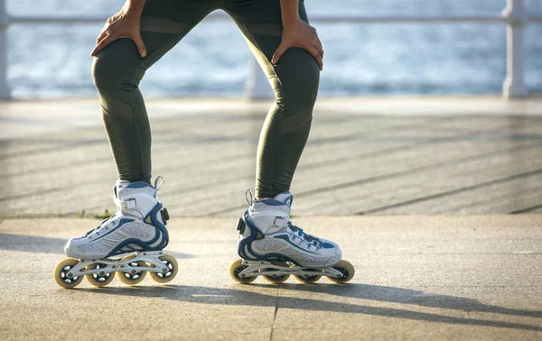 Cropped View Female Legs Roller Blades — Stock Photo, Image