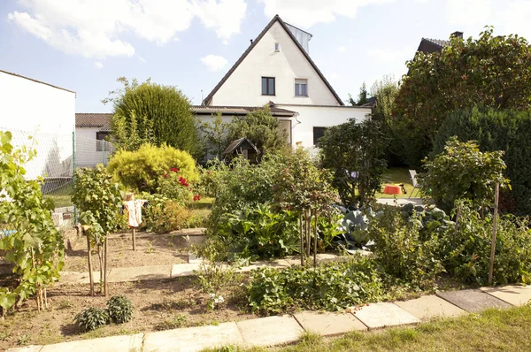 Германия Односемейный Дом Огородом Переднем Плане — стоковое фото