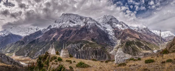 Nepal Annapurna Manang Gangapurna Annapurna Iii Widok Pod Chmurami — Zdjęcie stockowe