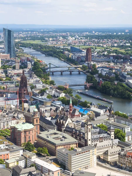 Αστικό Τοπίο Κύριο Ποταμό Φρανκφούρτη Έσση Γερμανία — Φωτογραφία Αρχείου