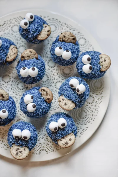 Cookie Monster Muffiny Talíři — Stock fotografie
