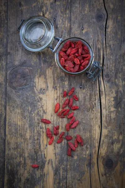 Widok Góry Jagody Goji Organiczne — Zdjęcie stockowe