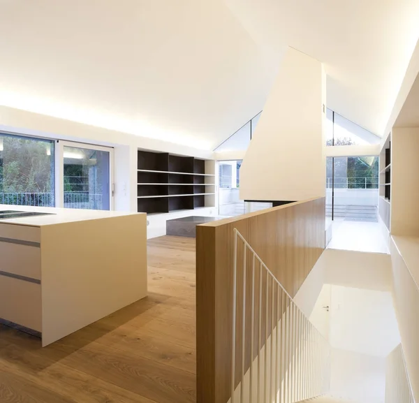 Propiedad Vivienda Sala Estar Moderna Escaleras Interior — Foto de Stock