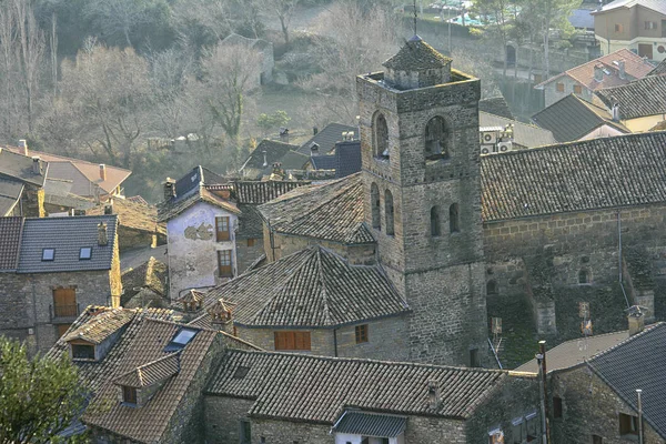 Spanien Provinz Huesca Boltanya Stadtbild Mit Kirche — Stockfoto