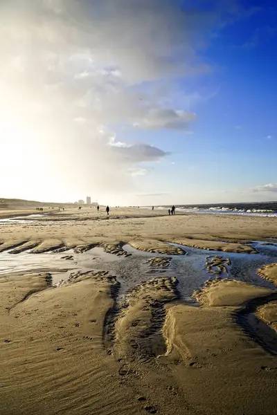 Duitsland Sylt Westerland Wandelaars Het Strand Winter Bij — Stockfoto