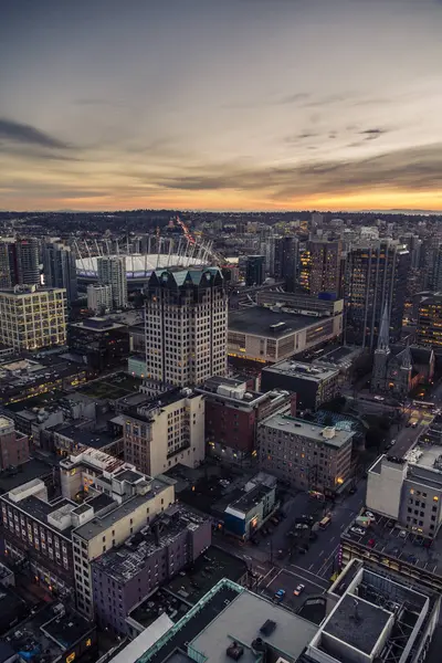 Canada Vancouver Stadtbild Vom Hafen Aus Abend — Stockfoto