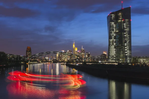 Germany Frankfurt City View European Central Bank Turning Ship Main — Stock Photo, Image