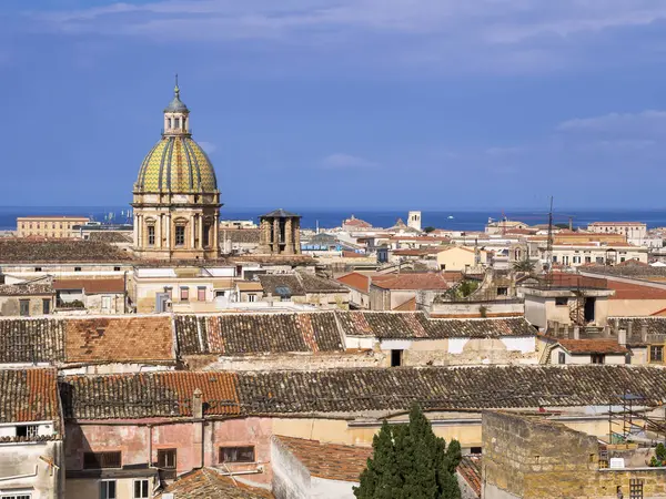 Itália Sicília Palermo Cityscape Vista Cidade Velha Com Igreja San — Fotografia de Stock