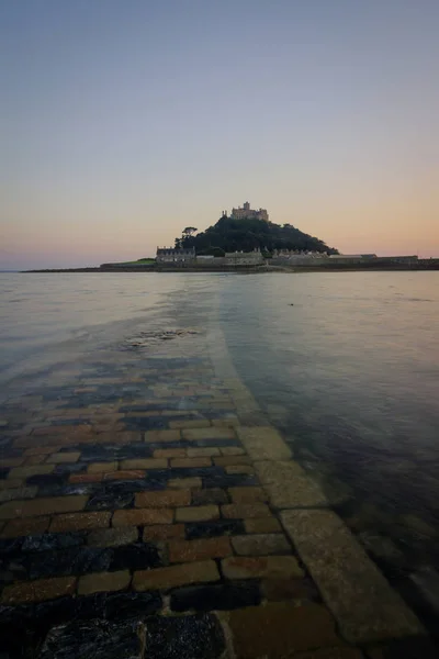 Velká Británie Anglie Cornwall Přílivový Ostrov Michael Mount Soumraku — Stock fotografie