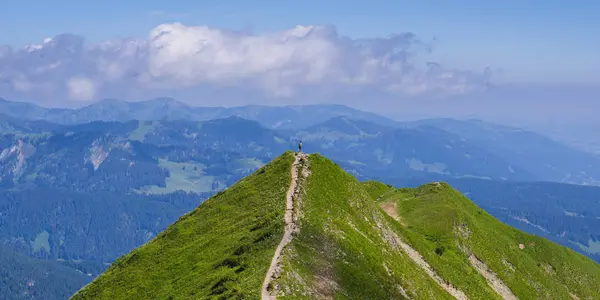 Alemanha Baviera Allgaeu Alps Fellhorn Vista Panorâmica Trilha Caminhadas Caminhantes — Fotografia de Stock