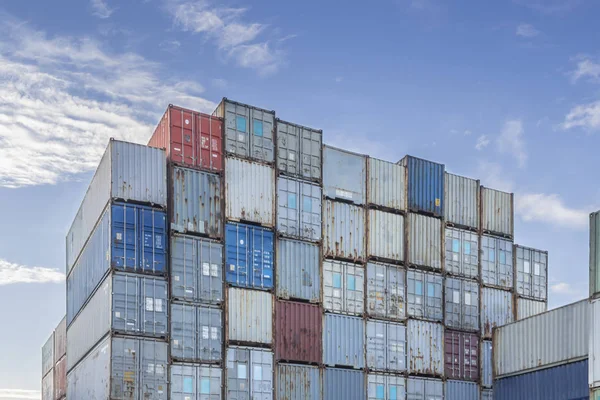 Germany Hamburg Stacked Shipping Containers Harbour — Stock Photo, Image