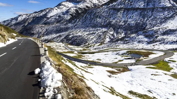 Switzerland Graubuenden Oberalp Pass Road Day — стоковое фото