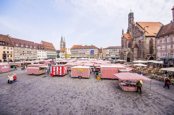 Germany Bavaria Nuremberg View Market Place Market Stalls — Stock Photo, Image