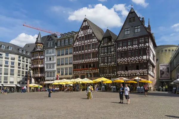 Alemania Hesse Frankfurt Roemerberg Casas Históricas Plaza Del Mercado —  Fotos de Stock