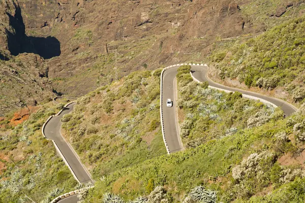 España Islas Canarias Tenerife Montañas Teno Carretera Montaña Con Coche — Foto de Stock