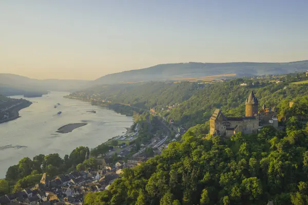 Duitsland Rijnland Palts Bacharach Stahleck Kasteel Bovenste Midden Rijndal Avond — Stockfoto