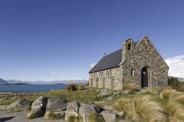 New Zealand Chapel Front Lake Tekapo — Stock Photo, Image