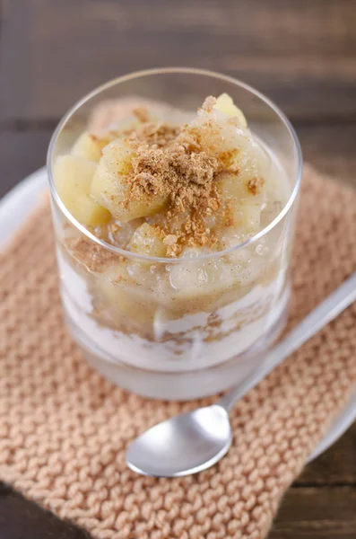 Homemade Apple Compote Yogurt Crumbs — Stock Photo, Image