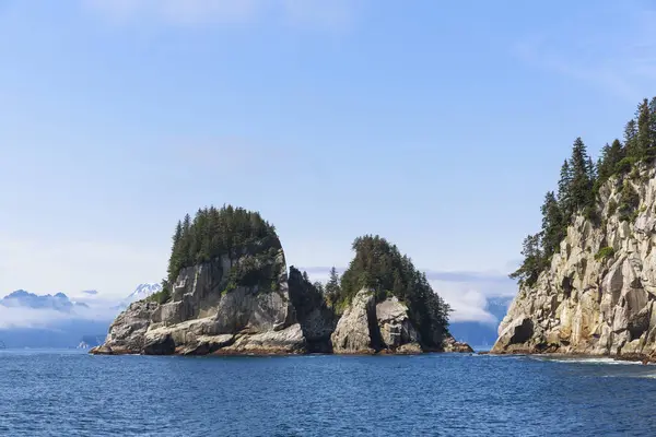 Zobacz Rock Island Ciągu Dnia Zmartwychwstanie Bay Seward Alaska Stany — Zdjęcie stockowe