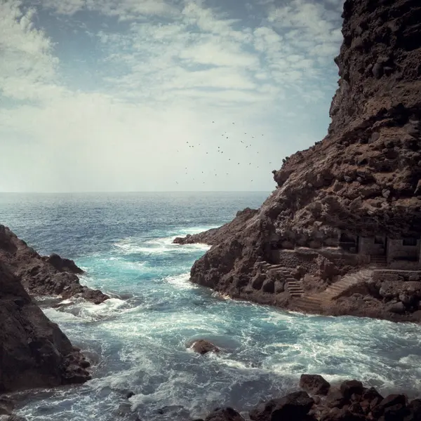 Španělsko Kanárské Ostrovy Palma Poris Candelaria Pobřeží Ciff Břehu — Stock fotografie