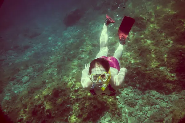 Teenager Mädchen Unter Wasser Sumartin Brac Kroatien — Stockfoto