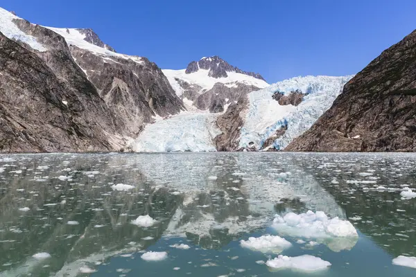 Vista Panorámica Glaciar Luz Del Día Bahía Resurrección Seward Alaska — Foto de Stock